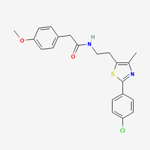 molecular formula C21H21ClN2O2S B2874868 N-{2-[2-(4-chlorophenyl)-4-methyl-1,3-thiazol-5-yl]ethyl}-2-(4-methoxyphenyl)acetamide CAS No. 946227-84-5