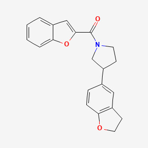 molecular formula C21H19NO3 B2874875 1-(1-Benzofuran-2-carbonyl)-3-(2,3-dihydro-1-benzofuran-5-yl)pyrrolidine CAS No. 2097896-45-0