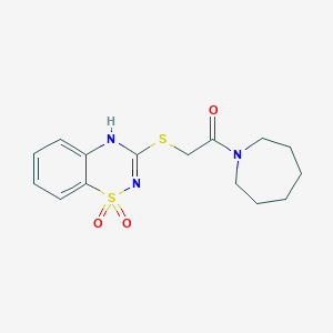 molecular formula C15H19N3O3S2 B2874882 3-[(2-azepan-1-yl-2-oxoethyl)thio]-4H-1,2,4-benzothiadiazine 1,1-dioxide CAS No. 896707-70-3