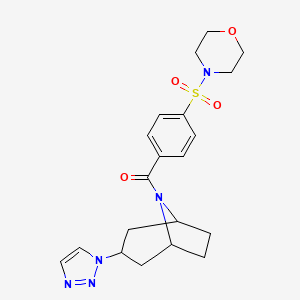 molecular formula C20H25N5O4S B2874895 8-[4-(吗啉-4-磺酰基)苯甲酰]-3-(1H-1,2,3-三唑-1-基)-8-氮杂双环[3.2.1]辛烷 CAS No. 2180010-76-6
