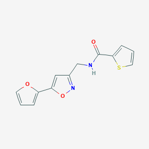 molecular formula C13H10N2O3S B2874896 N-((5-(furan-2-yl)isoxazol-3-yl)methyl)thiophene-2-carboxamide CAS No. 1105241-80-2