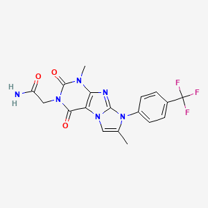 molecular formula C18H15F3N6O3 B2874897 2-[4,7-二甲基-1,3-二氧代-6-[4-(三氟甲基)苯基]嘌呤[7,8-a]咪唑-2-基]乙酰胺 CAS No. 878730-44-0