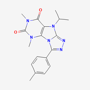 molecular formula C18H20N6O2 B2874898 1,3-Dimethyl-8-(4-methylphenyl)-5-propan-2-ylpurino[8,9-c][1,2,4]triazole-2,4-dione CAS No. 921555-08-0