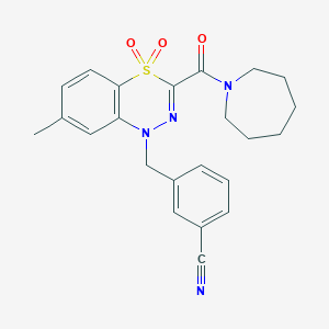 3-{[3-(1-azepanylcarbonyl)-7-methyl-4,4-dioxo-4lambda~6~,1,2-benzothiadiazin-1(4H)-yl]methyl}benzonitrile