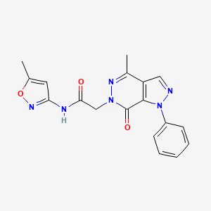 molecular formula C18H16N6O3 B2874905 2-(4-methyl-7-oxo-1-phenyl-1H-pyrazolo[3,4-d]pyridazin-6(7H)-yl)-N-(5-methylisoxazol-3-yl)acetamide CAS No. 941915-01-1