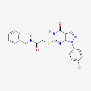 molecular formula C20H16ClN5O2S B2874907 N-苄基-2-((1-(4-氯苯基)-4-氧代-4,5-二氢-1H-吡唑并[3,4-d]嘧啶-6-基)硫代)乙酰胺 CAS No. 946366-02-5