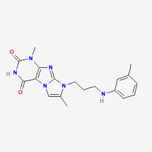 molecular formula C19H22N6O2 B2874909 1,7-dimethyl-8-(3-(m-tolylamino)propyl)-1H-imidazo[2,1-f]purine-2,4(3H,8H)-dione CAS No. 923686-20-8