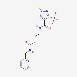 molecular formula C17H19F3N4O2 B2874910 N-[4-(benzylamino)-4-oxobutyl]-1-methyl-3-(trifluoromethyl)-1H-pyrazole-4-carboxamide CAS No. 956744-38-0