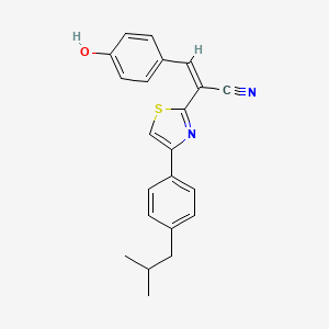 molecular formula C22H20N2OS B2874929 (2Z)-3-(4-hydroxyphenyl)-2-{4-[4-(2-methylpropyl)phenyl]-1,3-thiazol-2-yl}prop-2-enenitrile CAS No. 476669-42-8