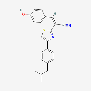 molecular formula C22H20N2OS B2874929 (2Z)-3-(4-羟基苯基)-2-{4-[4-(2-甲基丙基)苯基]-1,3-噻唑-2-基}丙-2-烯腈 CAS No. 476669-42-8