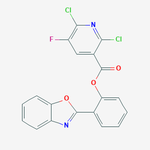 molecular formula C19H9Cl2FN2O3 B287493 2-(1,3-Benzoxazol-2-yl)phenyl2,6-dichloro-5-fluoronicotinate 