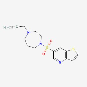 molecular formula C15H17N3O2S2 B2874930 6-[(4-Prop-2-ynyl-1,4-diazepan-1-yl)sulfonyl]thieno[3,2-b]pyridine CAS No. 2411274-74-1