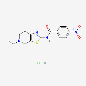 molecular formula C15H17ClN4O3S B2874934 N-(5-ethyl-4,5,6,7-tetrahydrothiazolo[5,4-c]pyridin-2-yl)-4-nitrobenzamide hydrochloride CAS No. 1327587-70-1