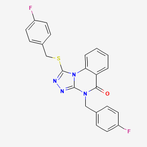 molecular formula C23H16F2N4OS B2874955 4-(4-fluorobenzyl)-1-[(4-fluorobenzyl)thio][1,2,4]triazolo[4,3-a]quinazolin-5(4H)-one CAS No. 1111210-06-0