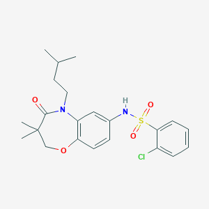 2-chloro-N-(5-isopentyl-3,3-dimethyl-4-oxo-2,3,4,5-tetrahydrobenzo[b][1,4]oxazepin-7-yl)benzenesulfonamide
