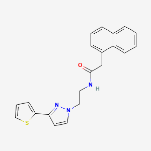 molecular formula C21H19N3OS B2874974 2-(naphthalen-1-yl)-N-(2-(3-(thiophen-2-yl)-1H-pyrazol-1-yl)ethyl)acetamide CAS No. 1448134-61-9