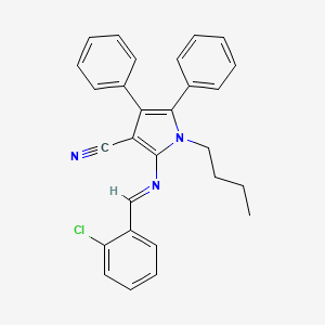 molecular formula C28H24ClN3 B2874976 1-butyl-2-[(E)-[(2-chlorophenyl)methylidene]amino]-4,5-diphenyl-1H-pyrrole-3-carbonitrile CAS No. 478032-80-3