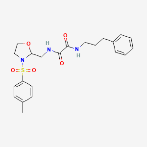 molecular formula C22H27N3O5S B2874977 N1-(3-phenylpropyl)-N2-((3-tosyloxazolidin-2-yl)methyl)oxalamide CAS No. 874805-95-5