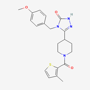 molecular formula C21H24N4O3S B2874982 4-(4-甲氧基苄基)-5-{1-[(3-甲基-2-噻吩基)羰基]哌啶-4-基}-2,4-二氢-3H-1,2,4-三唑-3-酮 CAS No. 1775544-06-3