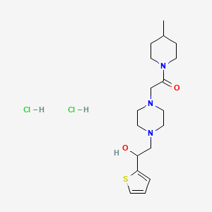 molecular formula C18H31Cl2N3O2S B2874986 2-(4-(2-羟基-2-(噻吩-2-基)乙基)哌嗪-1-基)-1-(4-甲基哌啶-1-基)乙酮二盐酸盐 CAS No. 1396850-26-2