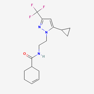 N-(2-(5-cyclopropyl-3-(trifluoromethyl)-1H-pyrazol-1-yl)ethyl)cyclohex-3-enecarboxamide