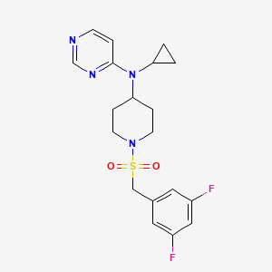 molecular formula C19H22F2N4O2S B2874999 N-Cyclopropyl-N-[1-[(3,5-difluorophenyl)methylsulfonyl]piperidin-4-yl]pyrimidin-4-amine CAS No. 2380087-55-6