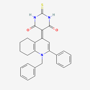 molecular formula C26H23N3O2S B2875001 5-(1-Benzyl-2-phenyl-5,6,7,8-tetrahydroquinolin-4-ylidene)-2-sulfanylidene-1,3-diazinane-4,6-dione CAS No. 865591-18-0