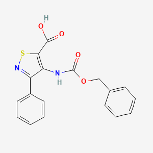molecular formula C18H14N2O4S B2875002 3-Phenyl-4-(phenylmethoxycarbonylamino)-1,2-thiazole-5-carboxylic acid CAS No. 2287281-75-6