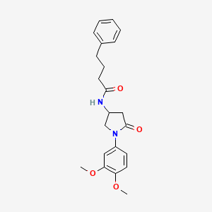 molecular formula C22H26N2O4 B2875022 N-(1-(3,4-dimethoxyphenyl)-5-oxopyrrolidin-3-yl)-4-phenylbutanamide CAS No. 900997-53-7