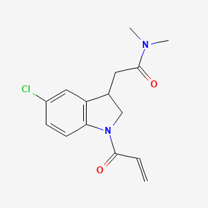 molecular formula C15H17ClN2O2 B2875025 2-(5-Chloro-1-prop-2-enoyl-2,3-dihydroindol-3-yl)-N,N-dimethylacetamide CAS No. 2175581-22-1