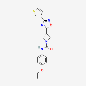molecular formula C18H18N4O3S B2875040 N-(4-ethoxyphenyl)-3-(3-(thiophen-3-yl)-1,2,4-oxadiazol-5-yl)azetidine-1-carboxamide CAS No. 1396806-45-3