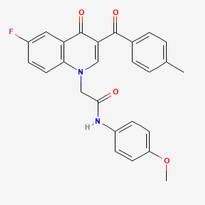 molecular formula C26H21FN2O4 B2875042 2-[6-氟-3-(4-甲基苯甲酰)-4-氧代喹啉-1-基]-N-(4-甲氧苯基)乙酰胺 CAS No. 866339-99-3