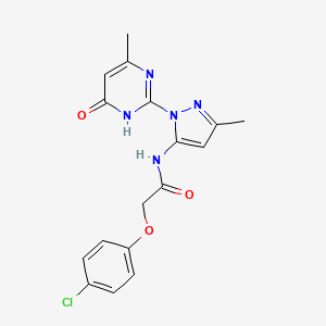 molecular formula C17H16ClN5O3 B2875062 2-(4-chlorophenoxy)-N-(3-methyl-1-(4-methyl-6-oxo-1,6-dihydropyrimidin-2-yl)-1H-pyrazol-5-yl)acetamide CAS No. 1004638-75-8