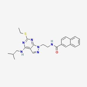 molecular formula C24H28N6OS B2875065 N-(2-(6-(ethylthio)-4-(isobutylamino)-1H-pyrazolo[3,4-d]pyrimidin-1-yl)ethyl)-2-naphthamide CAS No. 941897-13-8