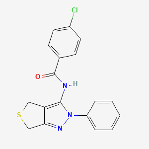 molecular formula C18H14ClN3OS B2875070 4-chloro-N-(2-phenyl-4,6-dihydrothieno[3,4-c]pyrazol-3-yl)benzamide CAS No. 361168-60-7