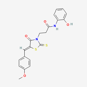 molecular formula C20H18N2O4S2 B2875080 N-(2-羟基苯基)-3-[(5Z)-5-[(4-甲氧基苯基)亚甲基]-4-氧代-2-硫代亚甲基-1,3-噻唑烷-3-基]丙酰胺 CAS No. 307525-63-9