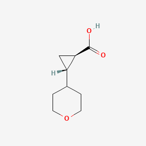 molecular formula C9H14O3 B2875084 (1R,2S)-2-(氧杂环-4-基)环丙烷-1-羧酸 CAS No. 1902963-37-4