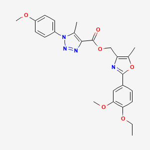 molecular formula C25H26N4O6 B2875085 [2-(4-ethoxy-3-methoxyphenyl)-5-methyl-1,3-oxazol-4-yl]methyl 1-(4-methoxyphenyl)-5-methyl-1H-1,2,3-triazole-4-carboxylate CAS No. 946214-60-4
