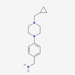 molecular formula C15H23N3 B2875088 {4-[4-(Cyclopropylmethyl)piperazin-1-yl]phenyl}methanamine CAS No. 1018613-28-9