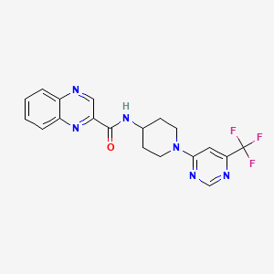 molecular formula C19H17F3N6O B2875089 N-(1-(6-(trifluoromethyl)pyrimidin-4-yl)piperidin-4-yl)quinoxaline-2-carboxamide CAS No. 2034348-04-2