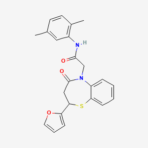 molecular formula C23H22N2O3S B2875099 N-(2,5-dimethylphenyl)-2-(2-(furan-2-yl)-4-oxo-3,4-dihydrobenzo[b][1,4]thiazepin-5(2H)-yl)acetamide CAS No. 863004-80-2