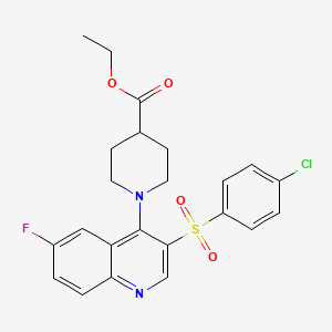 Ethyl 1-(3-((4-chlorophenyl)sulfonyl)-6-fluoroquinolin-4-yl)piperidine-4-carboxylate