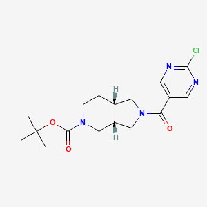 molecular formula C17H23ClN4O3 B2875108 Tert-butyl (3aR,7aS)-2-(2-chloropyrimidine-5-carbonyl)-3,3a,4,6,7,7a-hexahydro-1H-pyrrolo[3,4-c]pyridine-5-carboxylate CAS No. 2402789-30-2
