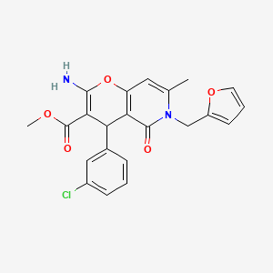 2-amino-4-(3-chlorophenyl)-6-(2-furanylmethyl)-7-methyl-5-oxo-4H-pyrano[3,2-c]pyridine-3-carboxylic acid methyl ester