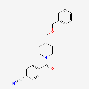 molecular formula C21H22N2O2 B2875133 4-(4-((Benzyloxy)methyl)piperidine-1-carbonyl)benzonitrile CAS No. 1226440-18-1