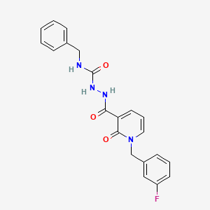 N-benzyl-2-(1-(3-fluorobenzyl)-2-oxo-1,2-dihydropyridine-3-carbonyl)hydrazinecarboxamide