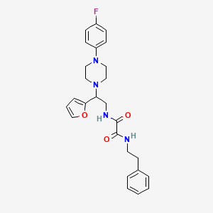 molecular formula C26H29FN4O3 B2875146 N1-(2-(4-(4-fluorophenyl)piperazin-1-yl)-2-(furan-2-yl)ethyl)-N2-phenethyloxalamide CAS No. 877632-51-4