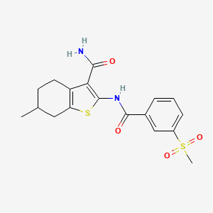 molecular formula C18H20N2O4S2 B2875150 6-Methyl-2-(3-(methylsulfonyl)benzamido)-4,5,6,7-tetrahydrobenzo[b]thiophene-3-carboxamide CAS No. 896289-04-6