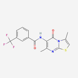 molecular formula C16H12F3N3O2S B2875152 N-(3,7-dimethyl-5-oxo-5H-thiazolo[3,2-a]pyrimidin-6-yl)-3-(trifluoromethyl)benzamide CAS No. 946250-31-3