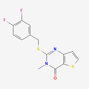molecular formula C14H10F2N2OS2 B2875158 2-[(3,4-difluorobenzyl)sulfanyl]-3-methylthieno[3,2-d]pyrimidin-4(3H)-one CAS No. 1326907-39-4